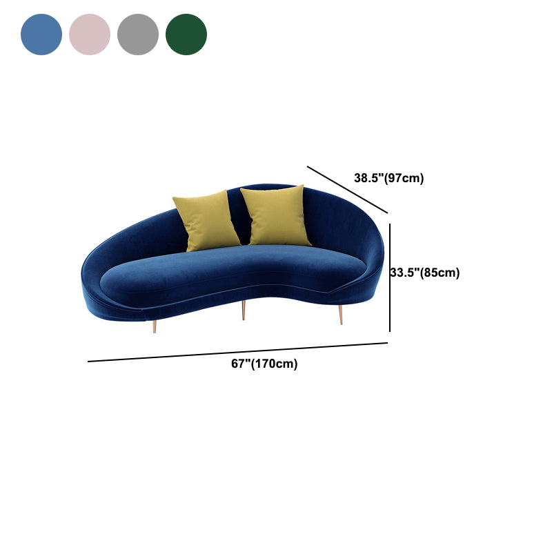 Contemporary Velvet Solid Color 33.46" H Curved Slope Arm Sofa