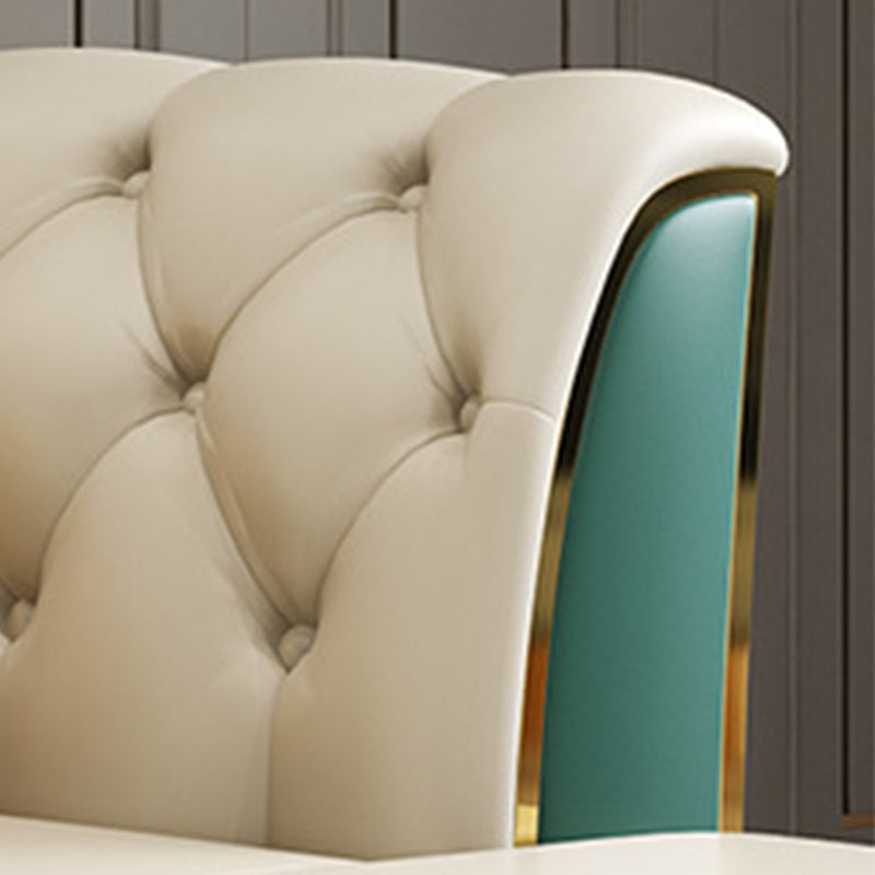 Tufted Flared Arm Sectional with Pillows Luxurious Faux Leather Sectional