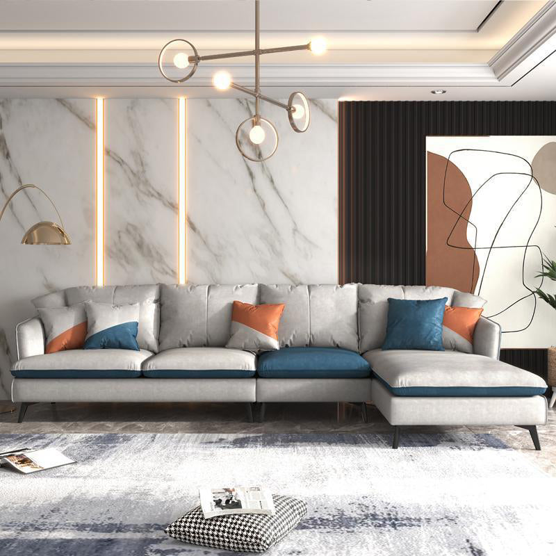 3/4-seater Faux Leather Sectional Recessed Arm Sectional Sofa