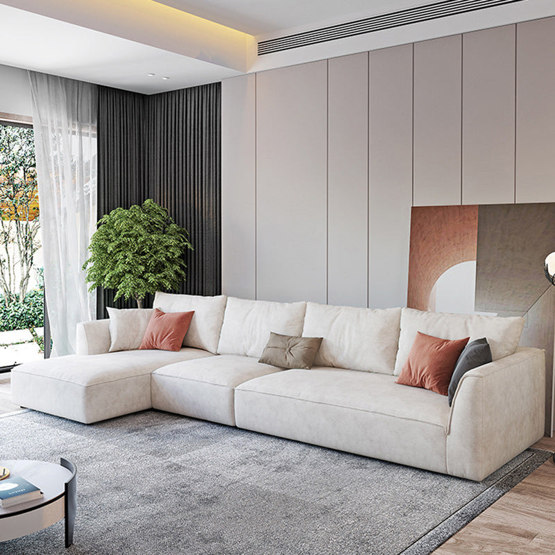 Beige 4-seat Flared Arm Sectional Scandinavian L-shape Sectional