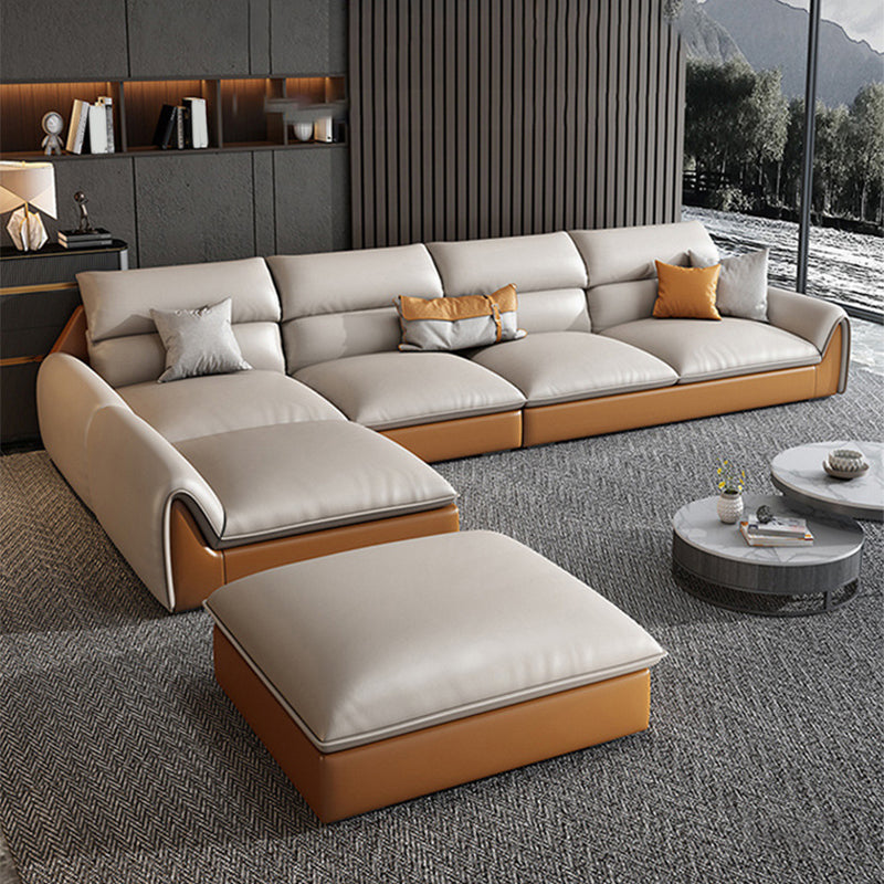 4-seater L-shape Sectional Sofa Leather Stain-resistant Sectional