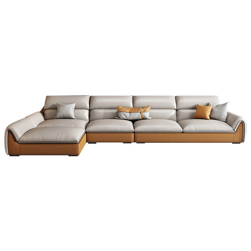 4-seater L-shape Sectional Sofa Leather Stain-resistant Sectional
