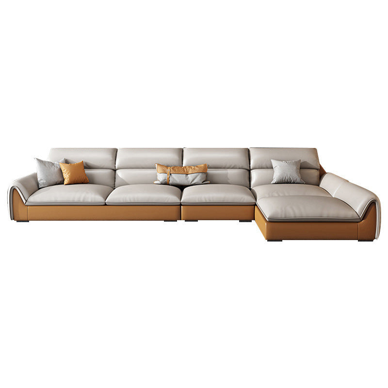 4-seater L-shape Sectional Sofa Leather Stain-resistant Sectional