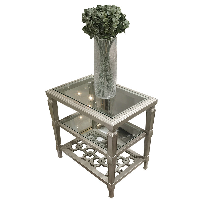 Modernistic Rectangular Side Table 26" Tall 4 Legs End Table