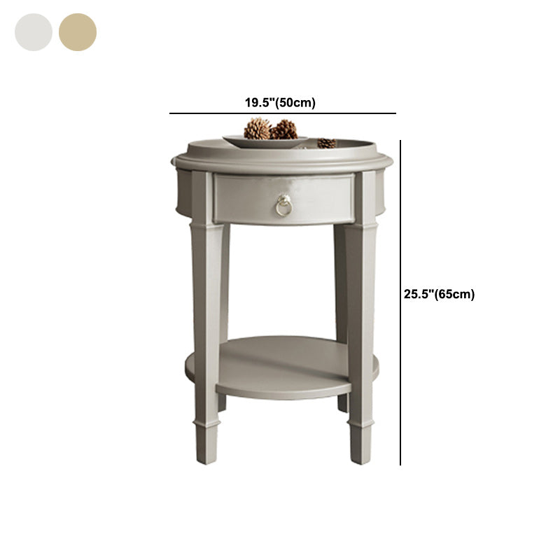 Nordic 25.6" Tall Solid Wood End Table Round Double Tier End Table