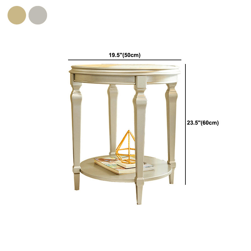 Modernistic Round Double Tier End Table Solid Wood 4 Legs End Table