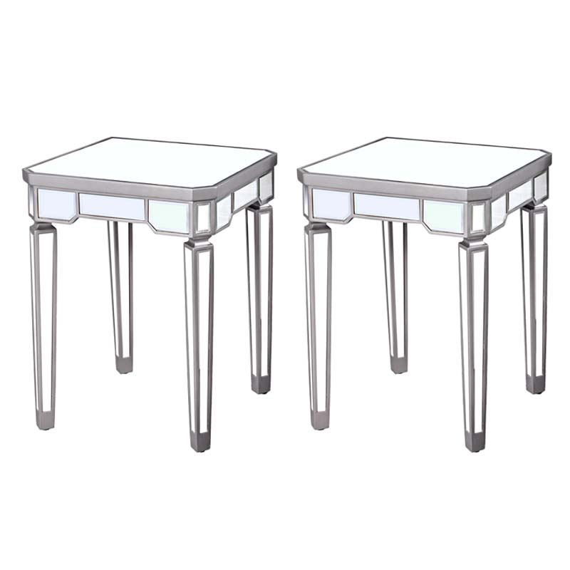 Modern 25.6" Tall 4 Legs End Table Square Glass Top End Table