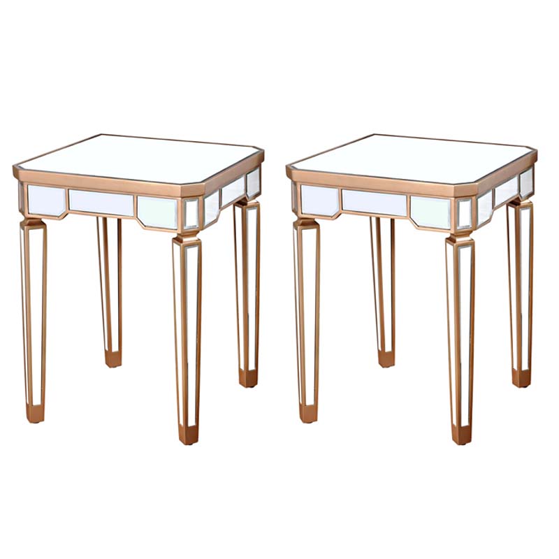 Modern 25.6" Tall 4 Legs End Table Square Glass Top End Table