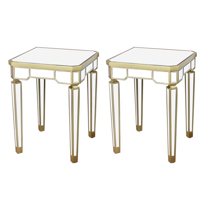 Modern 25.6" Tall 4 Legs End Table Square Glass Top End Table