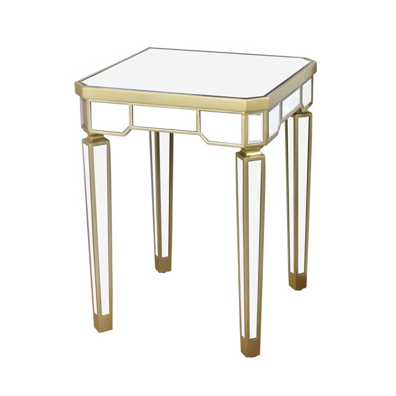 Modern 25.6" Tall 4 Legs End Table Square Glass Top End Table