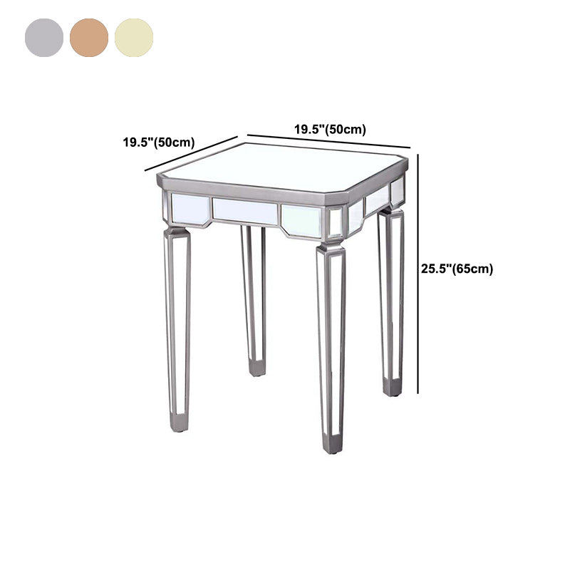 Modern 25.6" Tall 4 Legs End Table Square Glass Top End Table