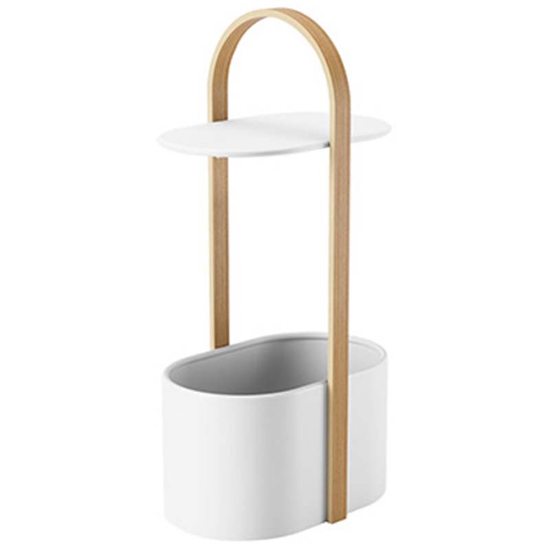 Contemporary Drum End Table with Storage, Metal Oval End Table