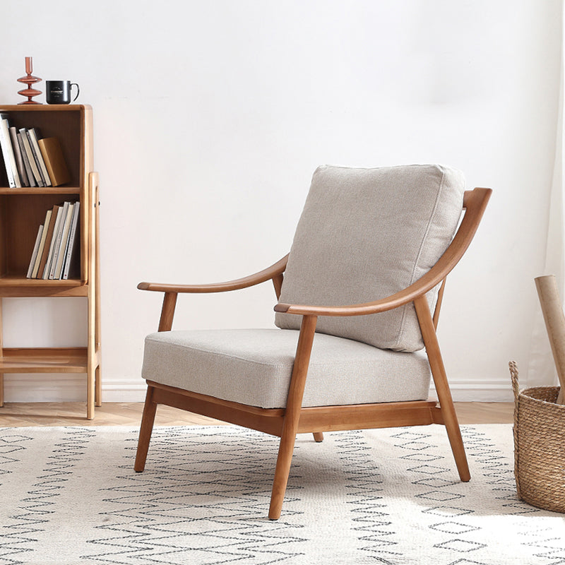 27.55" Wide Rubberwood Arm Chair Synthetic Basic Four Leg Chair