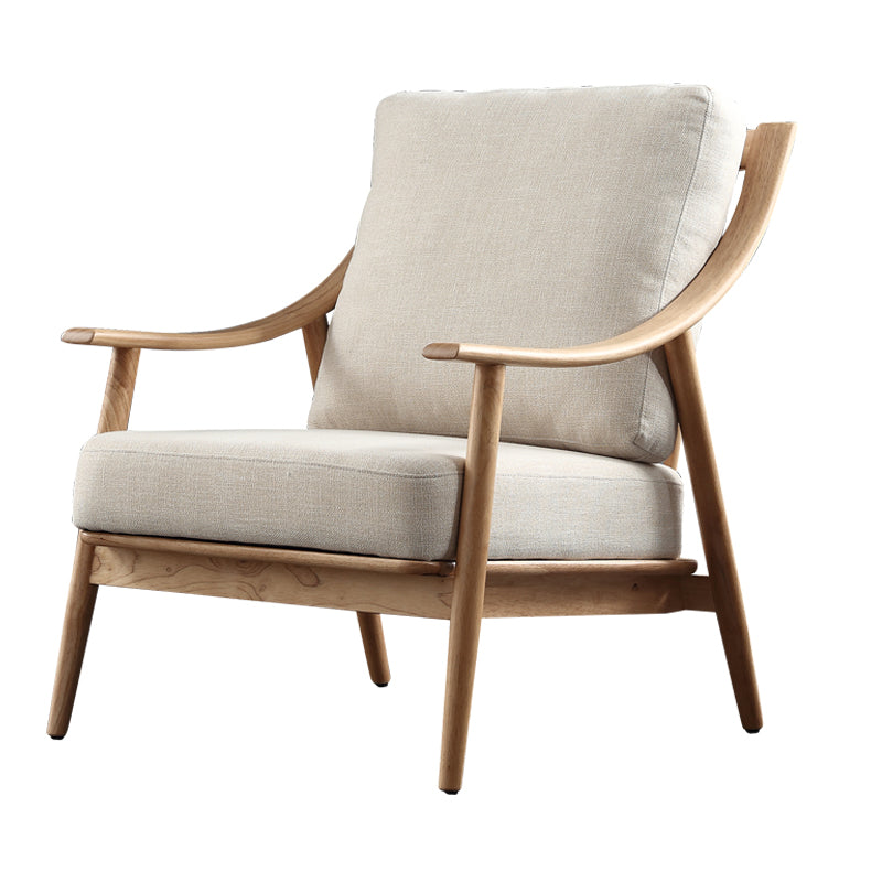 27.55" Wide Rubberwood Arm Chair Synthetic Basic Four Leg Chair