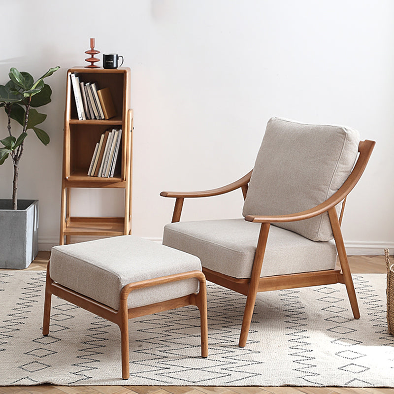 27.55" Wide Rubberwood Arm Chair Synthetic Basic Four Leg Chair