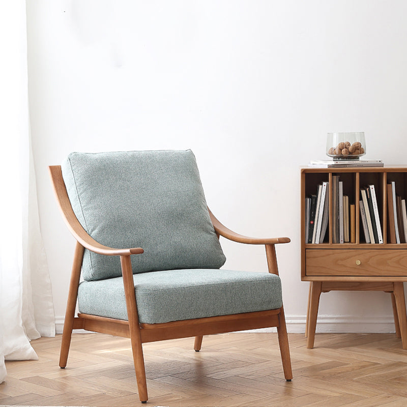 27.55" Wide Rubberwood Arm Chair Synthetic Basic Four Leg Chair