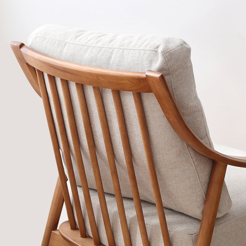 27.55" Wide Rubberwood Arm Chair Synthetic Basic Four Leg Chair