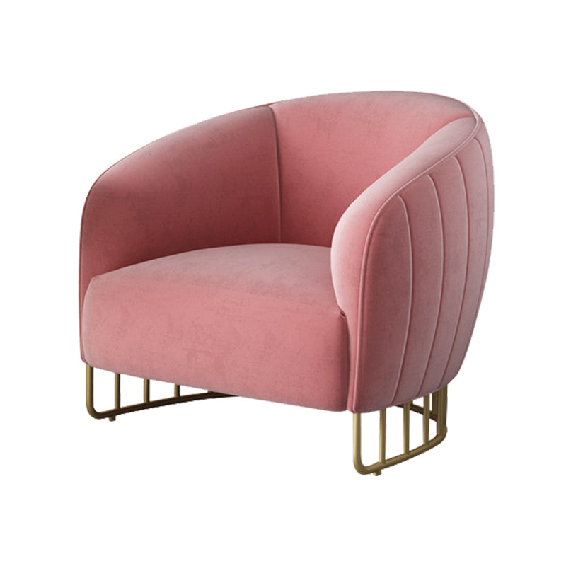 Velvet Barrel Accent Chair 29.52" Wide Arms Included Chair with Golden Iron Legs