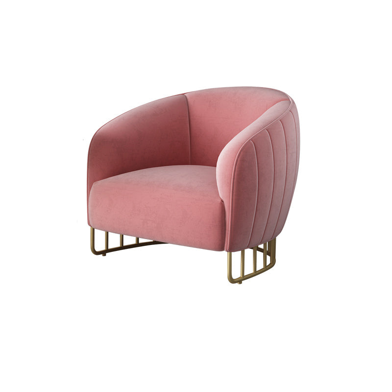 Velvet Barrel Accent Chair 29.52" Wide Arms Included Chair with Golden Iron Legs