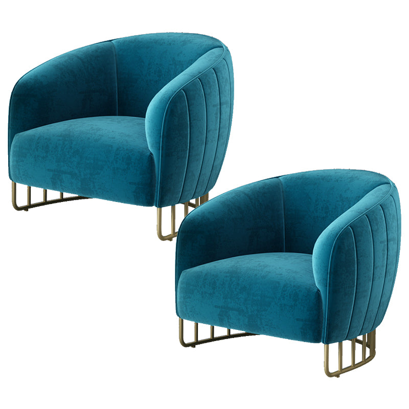 Velvet Barrel Accent Chair 29.52" Wide Arms Included Chair with Golden Iron Legs