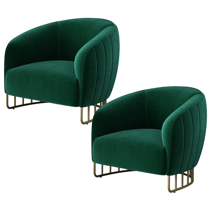 Velvet Barrel Accent Chair 29.52" Wide Arms Included Chair with Golden Iron Legs