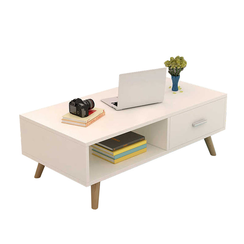 Modern Style Wood Cocktail Table Shelf Included 4 Legs Coffee Table