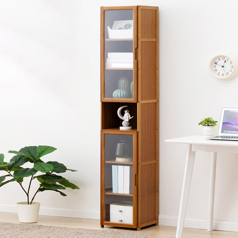 Contemporary Standard Shelf Bookcase Bamboo Book Shelf with Doors