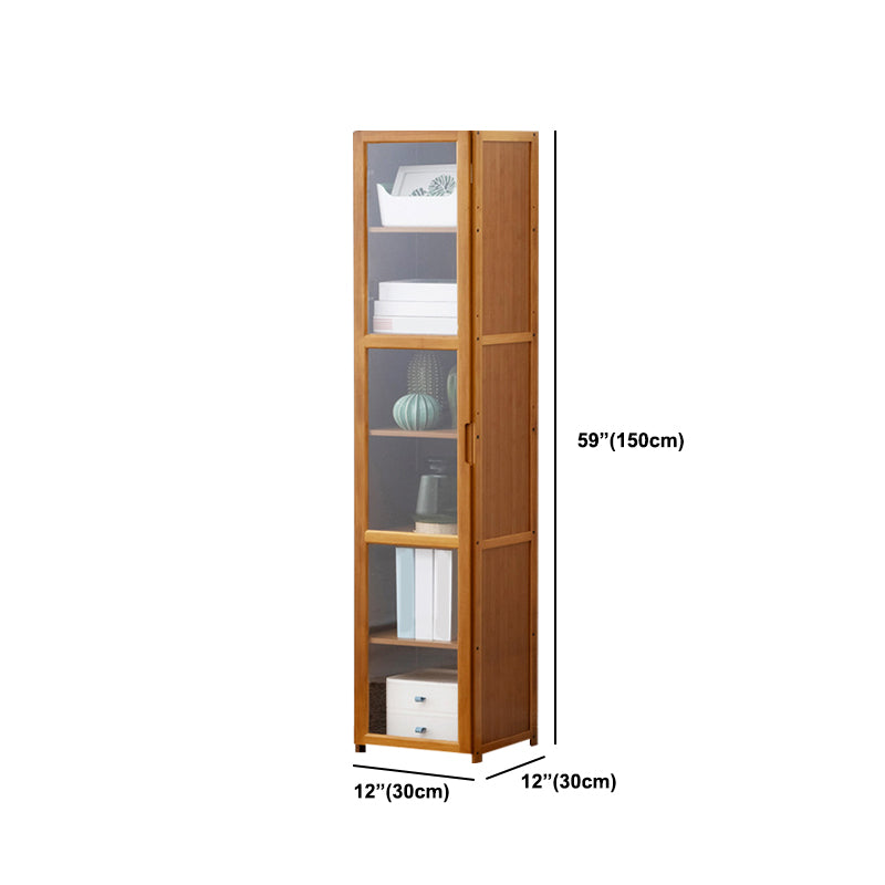 Contemporary Standard Shelf Bookcase Bamboo Book Shelf with Doors