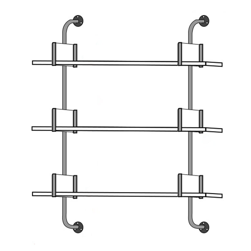 Modern Metal and Wood Bookcase Walnut Floating Bookshelf for Living Room 7.9" W
