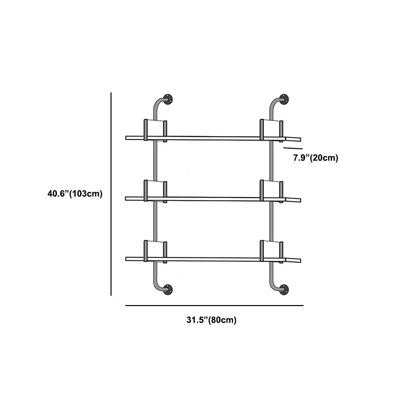 Modern Metal and Wood Bookcase Walnut Floating Bookshelf for Living Room 7.9" W