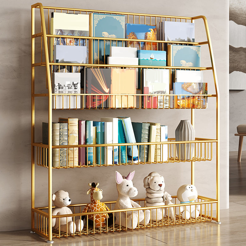 5 Levels Metal Bookcase Closed Back Shelf Bookcase for Study Room
