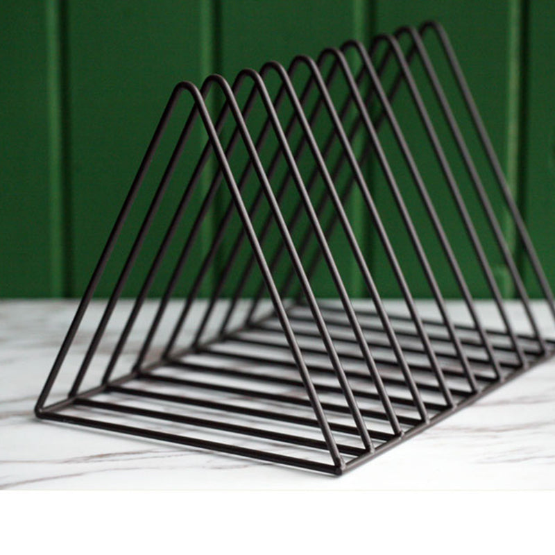 Light Luxury Metal Book Shelf Closed Back Triangle Desktop Bookcase