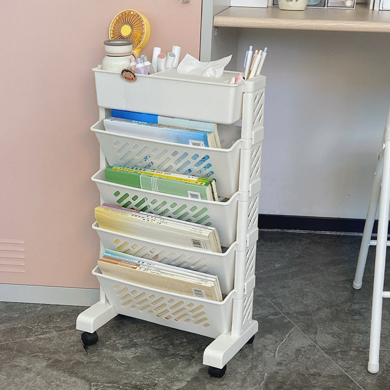 Modern & Contemporary Shelf Bookcase Plastic/Acrylic Bookshelf with Caster