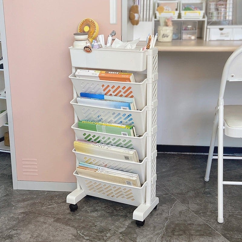 Modern & Contemporary Shelf Bookcase Plastic/Acrylic Bookshelf with Caster