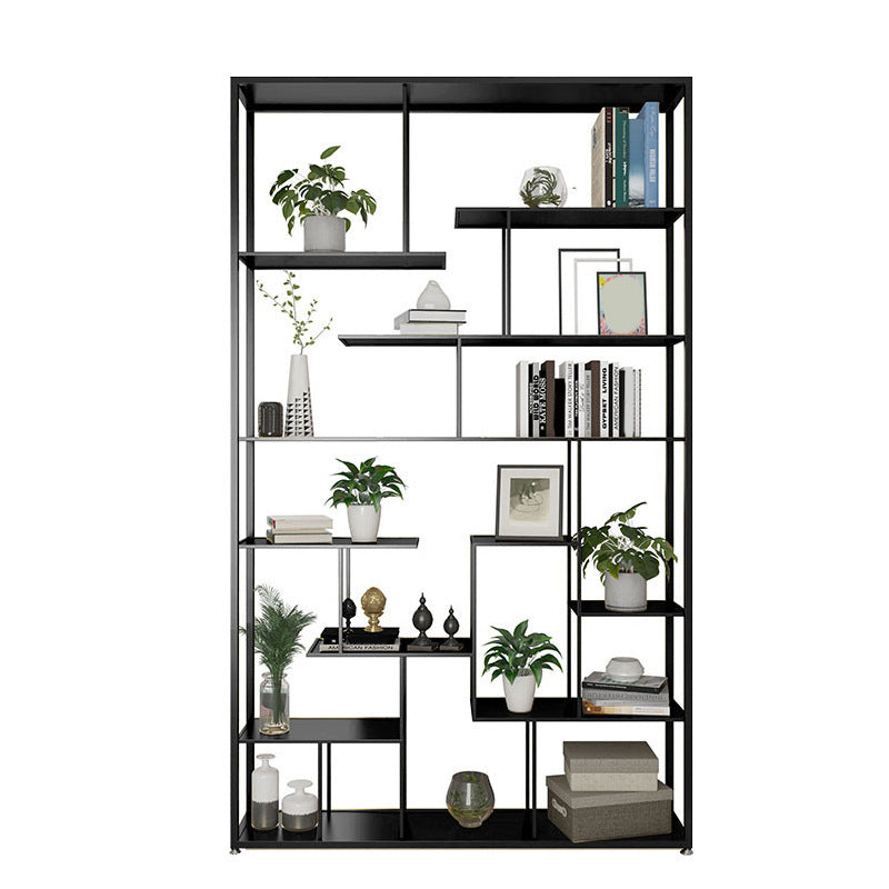 Geometric Metal Shelf Bookcase Glam Vertical Open Book Shelf
