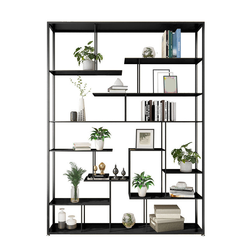 Geometric Metal Shelf Bookcase Glam Vertical Open Book Shelf