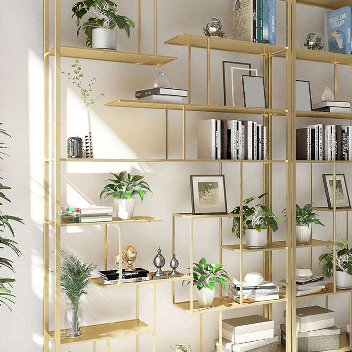 Geometric Metal Shelf Bookcase Glam Vertical Open Book Shelf