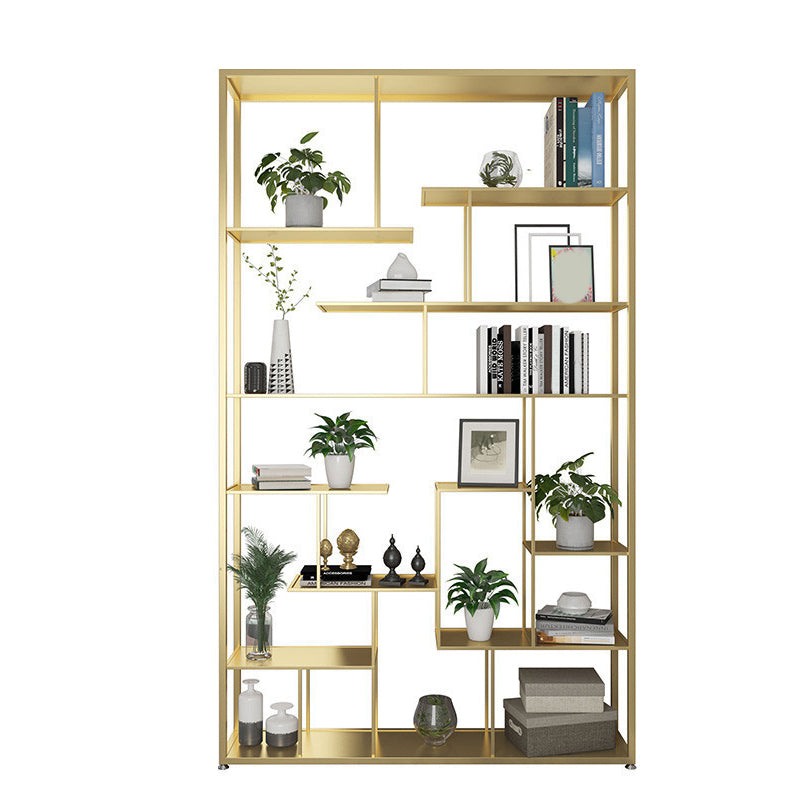 Geometric Metal Shelf Bookcase Glam Vertical Open Book Shelf