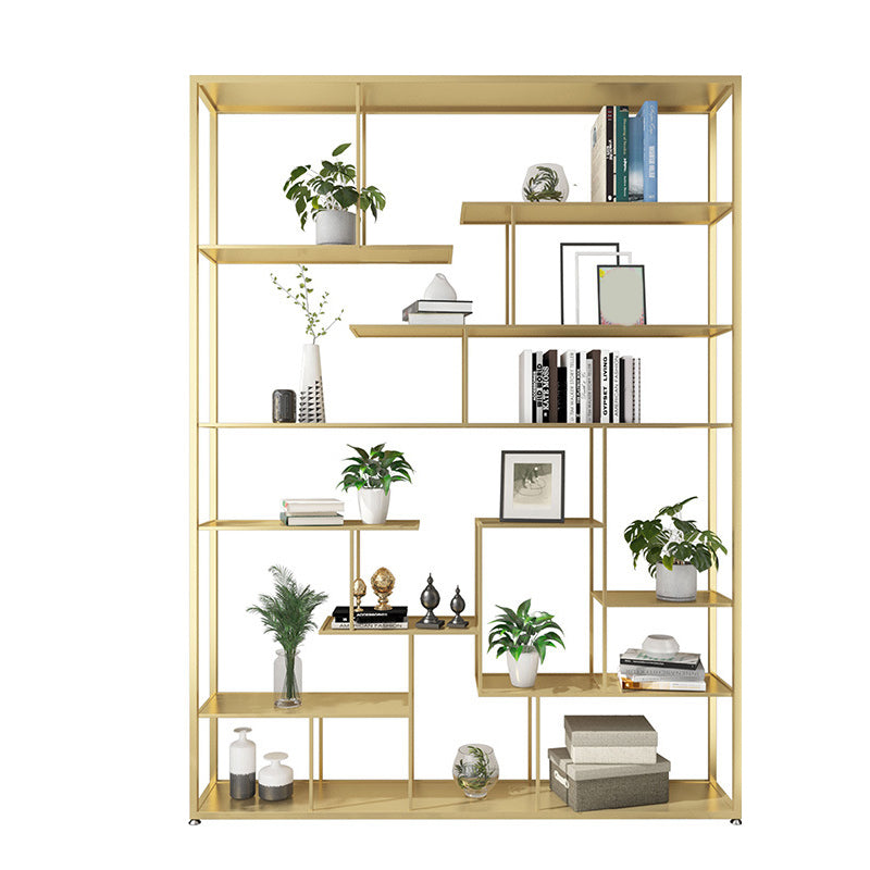 Geometric Metal Shelf Bookcase Glam Vertical Open Book Shelf
