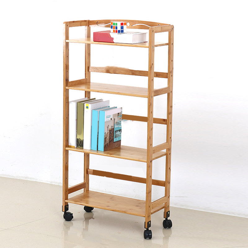 Wooden Bamboo Bookcase 9" Wide with Rectangular Shelves Bookshelf for Study Room