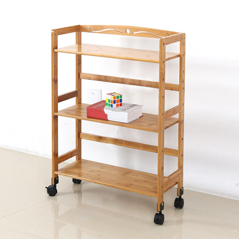 Wooden Bamboo Bookcase 9" Wide with Rectangular Shelves Bookshelf for Study Room