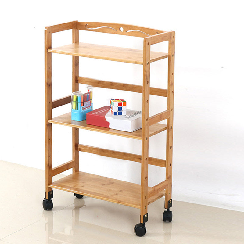 Wooden Bamboo Bookcase 9" Wide with Rectangular Shelves Bookshelf for Study Room