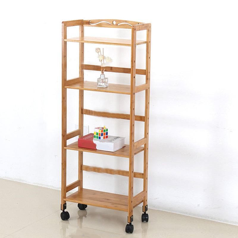 Wooden Bamboo Bookcase 9" Wide with Rectangular Shelves Bookshelf for Study Room