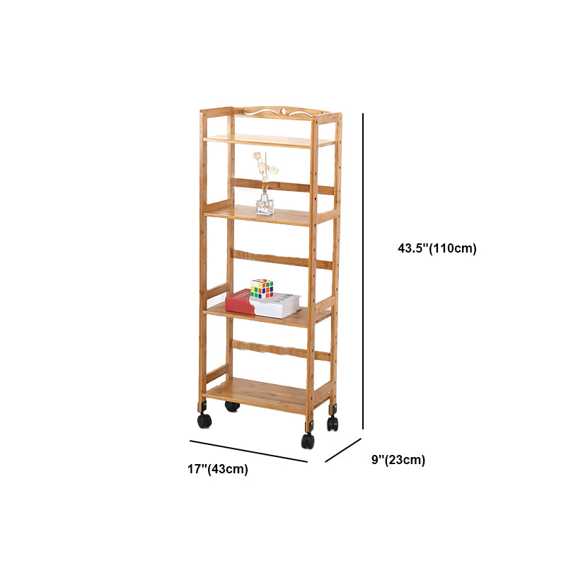 Wooden Bamboo Bookcase 9" Wide with Rectangular Shelves Bookshelf for Study Room