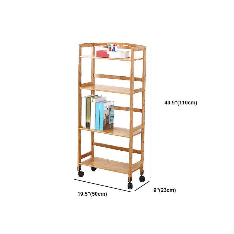Wooden Bamboo Bookcase 9" Wide with Rectangular Shelves Bookshelf for Study Room