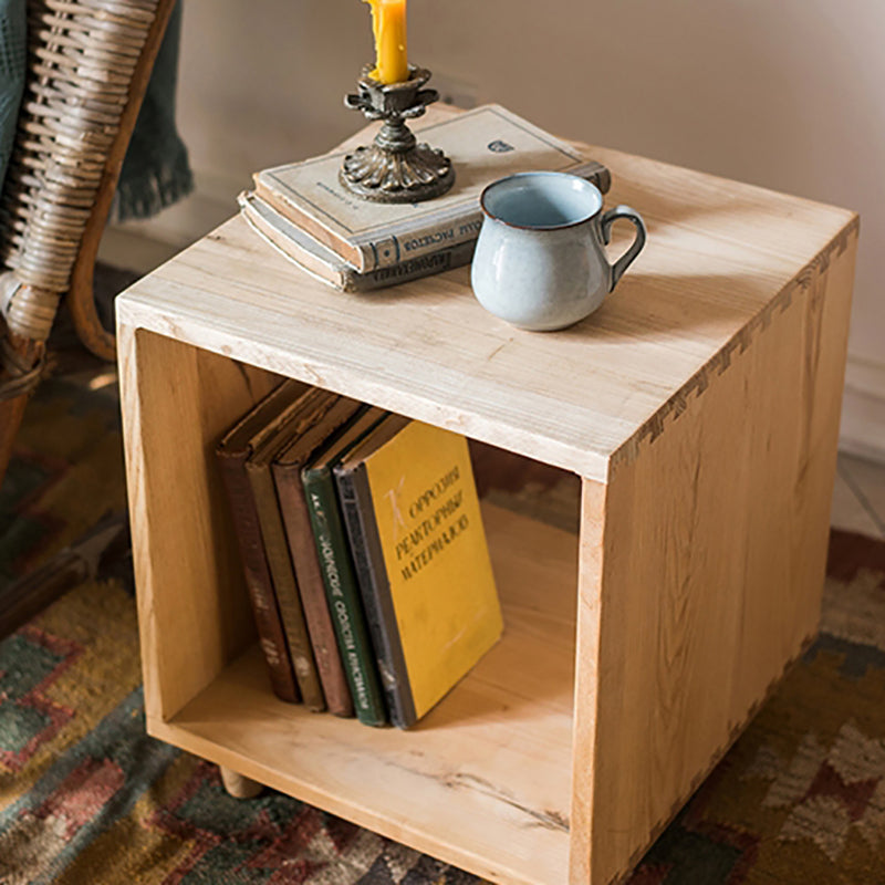 Wooden Night Table Modern Solid Wood Nightstand with Lower Shelf