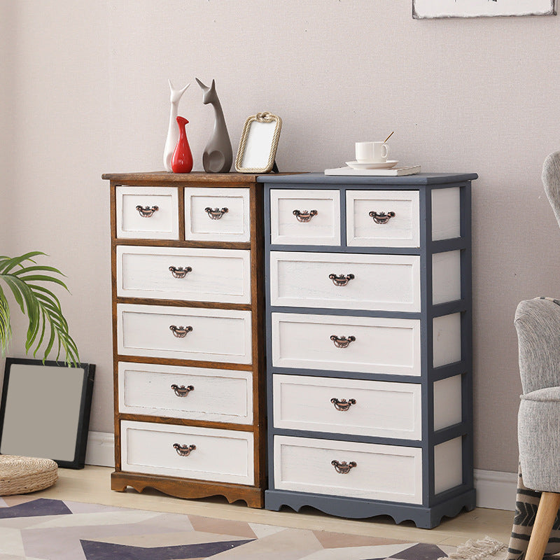 Nautical Bedroom Vertical Storage Chest Wooden Chest with Drawers