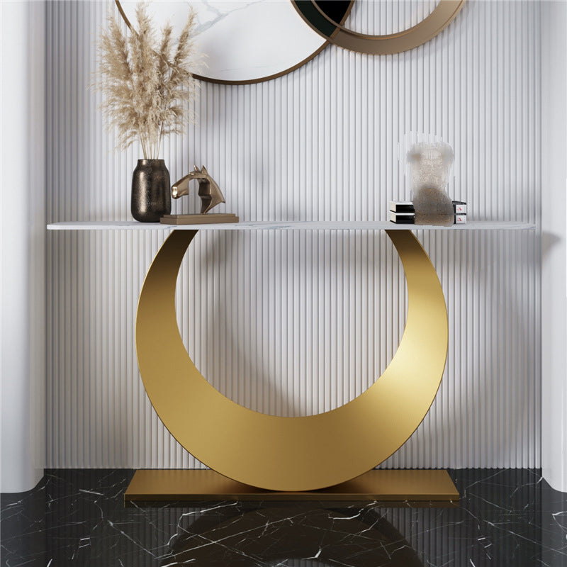 31.5" Tall Stone Accent Table Modern Scratch Resistant End Table for Hall