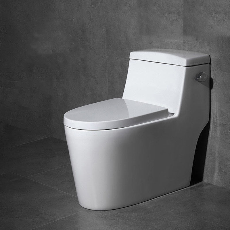 White Ceramic Floor Toilet Elongated One Piece Toilet with Glazed Surface