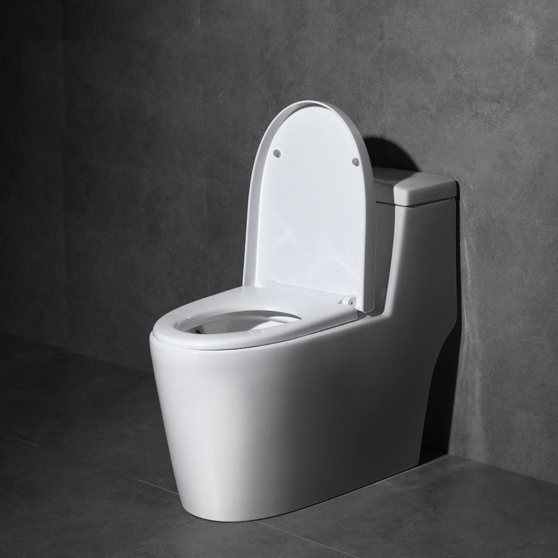 White Ceramic Floor Toilet Elongated One Piece Toilet with Glazed Surface